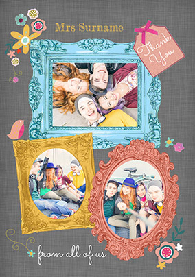 Pretty Patterns - Thank You Teacher Card From the Class Photo Upload