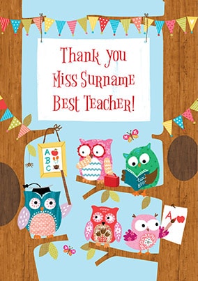 Best Teacher Owl Thank You Card - Advocate