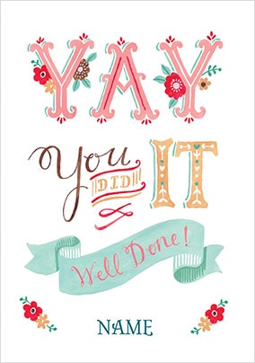 Yay You Did It! Personalised Card