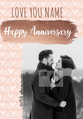 Rose Gold Photo Upload Anniversary Card