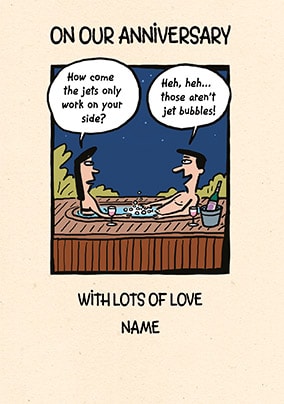 Jet Bubbles Funny Personalised Anniversary Card