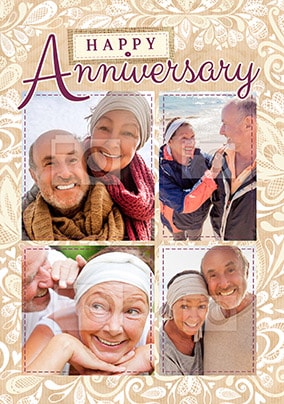 Multi Photo Lace Anniversary Card