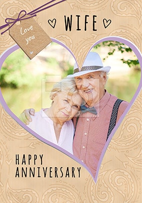 One Love Wife Photo Anniversary Card