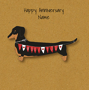 Sausage Dog I Woof You Personalised Anniversary Card