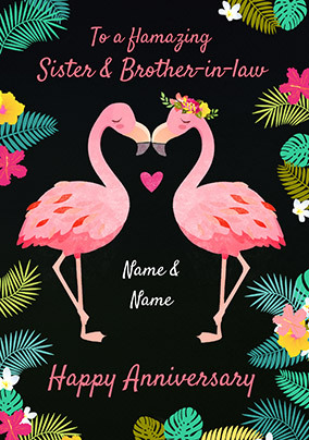 Flamazing Sister and Brother-in-Law Personalised Anniversary Card