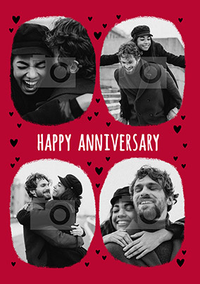 4 Photo couple Anniversary personalised Card