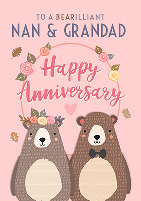 Bearilliant Nan and Grandad Anniversary personalised Card