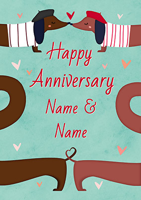 Love you Sausage Anniversary personalised Card
