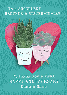 Vera Happy Anniversary Brother & Sister-in-Law personalised Card