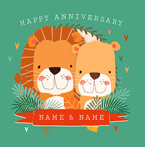 Wild Couple Anniversary personalised Card