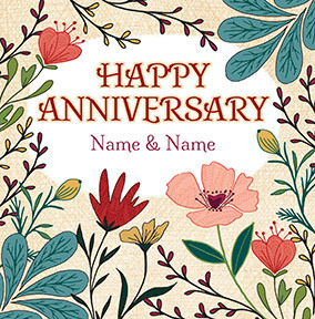 Wild Bloom Anniversary personalised Card