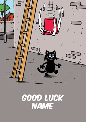 Learn to Speak Cat - Good Luck Card - Unlucky black cat