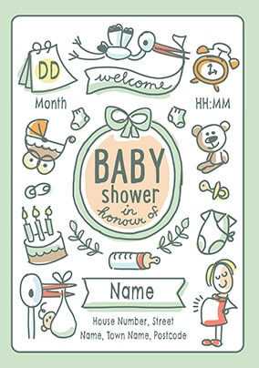 ZDISC OUT OF LICENCE 10/23 - Babette - Baby Shower Personalised Card