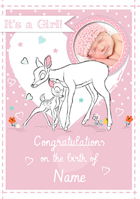 Disney Bambi New Baby Girl Card