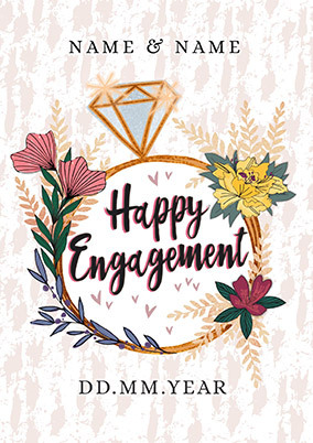 Happy  Engagement  Diamond Ring Personalised Card
