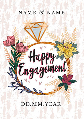 Happy Engagement Diamond Ring Personalised Card