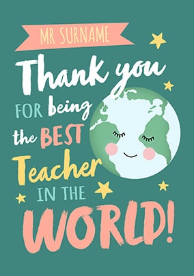 Best Teacher In The World Personalised Card