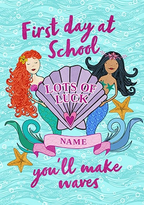 First Day At School Mermaid Personalised Card