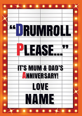 Blockbuster - Anniversary Card Mum & Dad's Anniversary