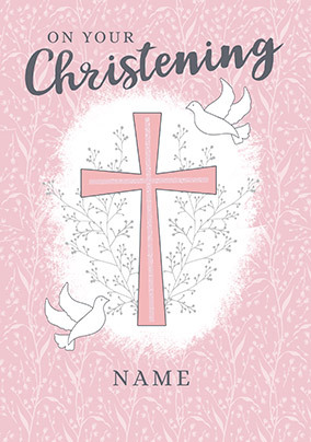 On Your Christening Pink Personalised Card