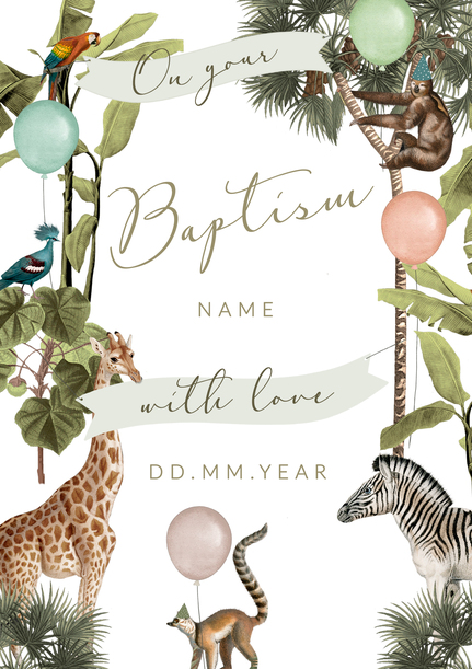 Wild Animals Baptism Card