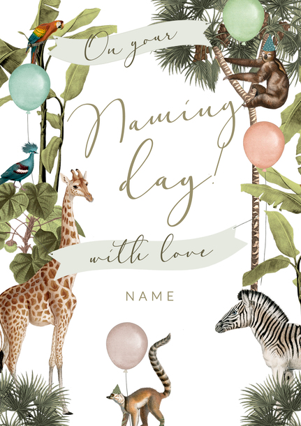 Wild Animals Naming Day Card