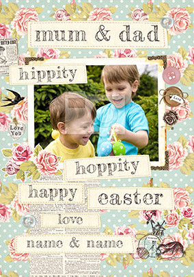Collecting Happiness Easter Photo Upload Card - Mum & Dad