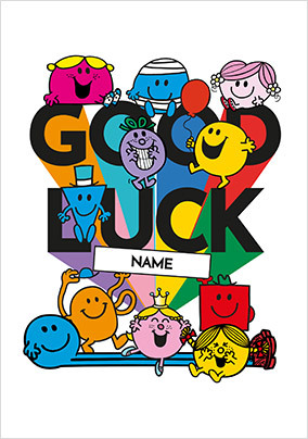 Mr Men & Little Miss Good Luck Personalised Card