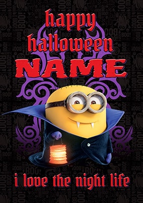 Happy Halloween Vampire Minion Personalised Card