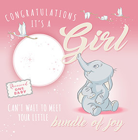 Dumbo It's a Girl New Baby Card