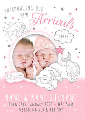 The Lion King New Baby Twins Photo Card