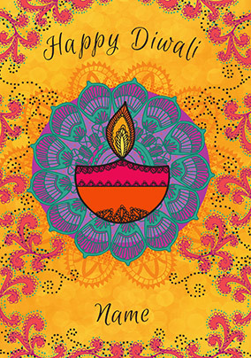 Happy Diwali Pattern Personalised Card