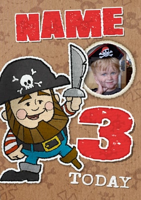 Doodles Pirate Age 3 Personalised Card