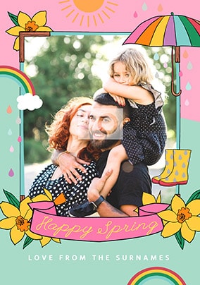 Happy Spring Family Photo Easter Card