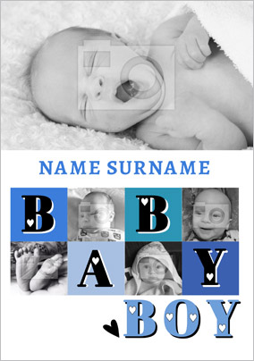 Essentials - New Baby Card Baby Boy Photo Upload