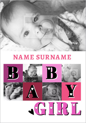 Essentials - New Baby Card Baby Girl Photo Upload