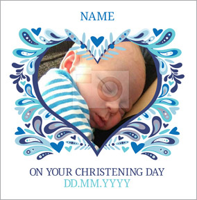 Folklore - Christening Card Photo Upload Baby Boy