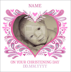 Folklore - Christening Card Photo Upload Baby Girl