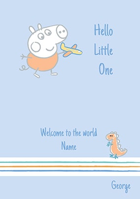Peppa Pig - New Baby Boy Personalised Card