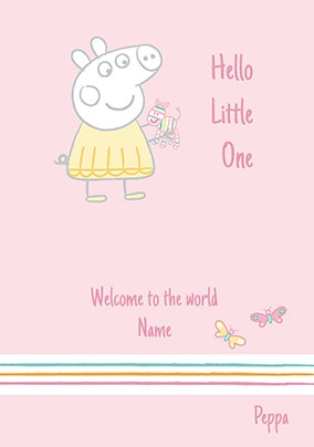 Peppa Pig - New Baby Girl Personalised Card