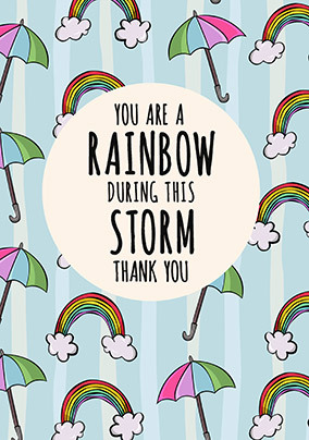 Rainbow During this Storm Thank You Personalised Card
