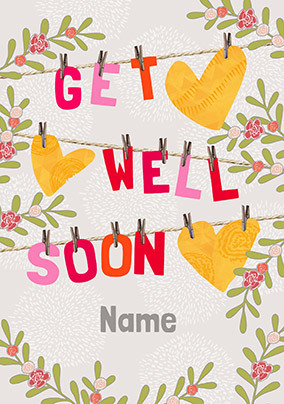 Get Well Soon Washing Line Personalised Card