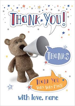 Barley Bear Thank You Personalised Card