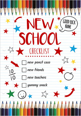 New School Checklist Personalised Card