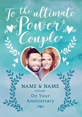 Ultimate Power Couple Photo Upload Anniversary Card