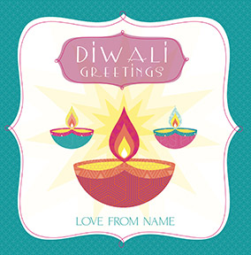 Diwali Greetings Diya Personalised Card