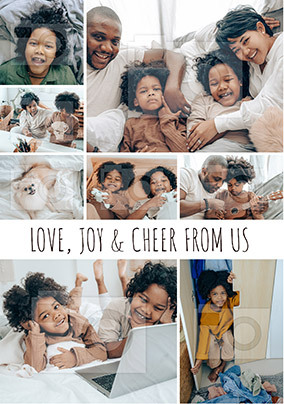 Cancer Research Love Joy and Cheers from Us Multi Photo Card