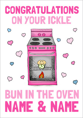 Look Who's Drawing - New Baby Card in the Oven Pink