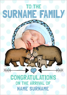 Look Who's Drawing - New Baby Card Boy Bear Cub