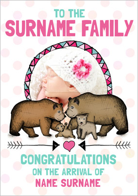 Look Who's Drawing - New Baby Card Girl Bear Cub